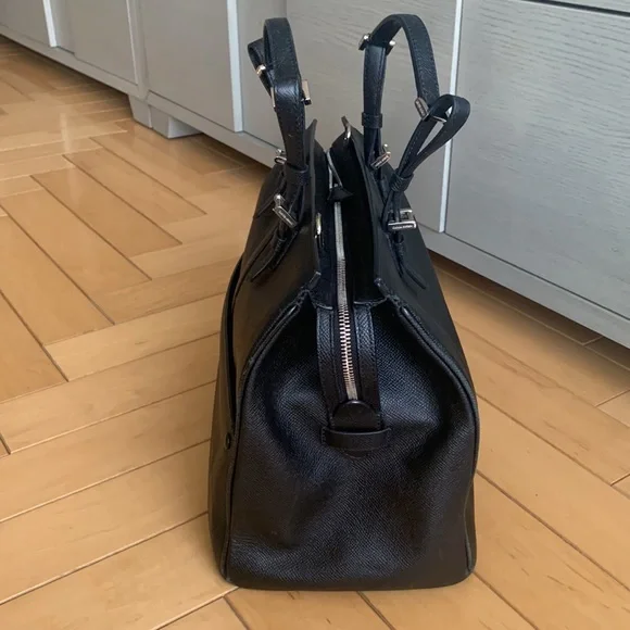 Giorgio Armani -top handle bag - black textured leather with silver hardware - Picture 4 of 9